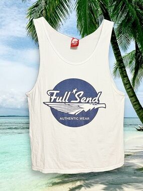 FULL SEND Men’s White Graphic Tank - Authentic Wear size Medium